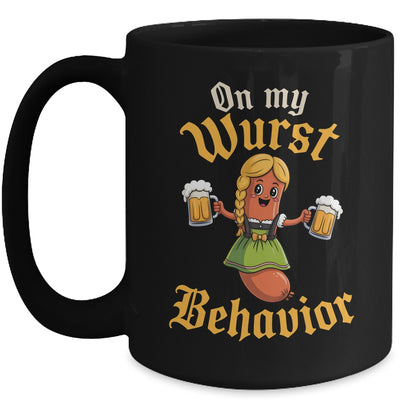 Funny German Oktoberfest On My Wurst Behavior Germany Women Mug | siriusteestore