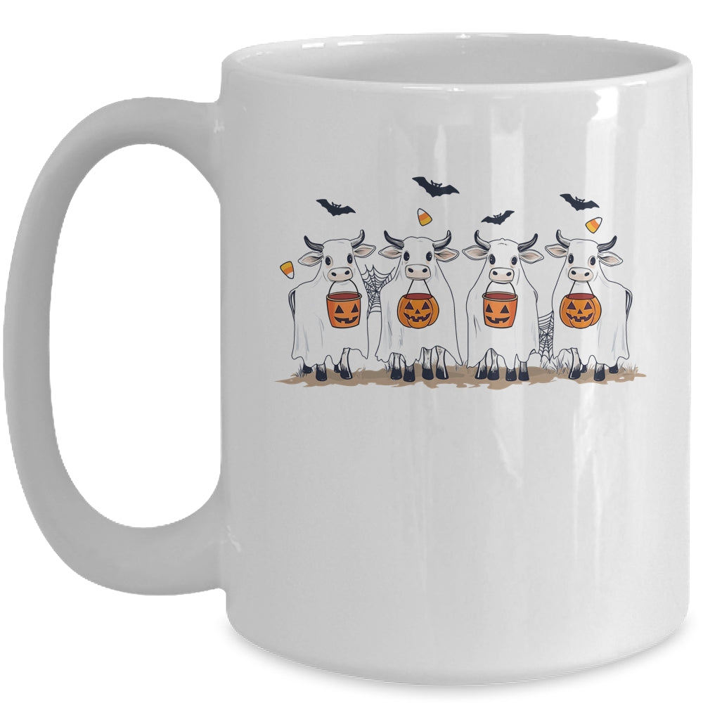 Funny Ghost Cows Halloween Animals Cow Lover Spooky Season Mug | siriusteestore