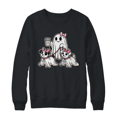 Funny Ghost Walking Dog Spooky Season Halloween Coquette Shirt & Sweatshirt | siriusteestore