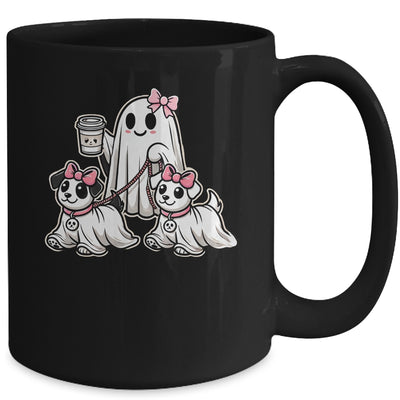 Funny Ghost Walking Dog Spooky Season Halloween Coquette Mug | siriusteestore