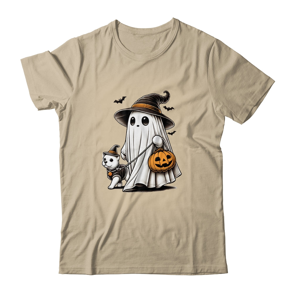 Funny Ghost Walking Dog Spooky Season Halloween Costume Shirt & Sweatshirt | siriusteestore