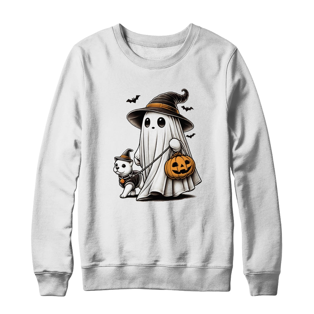 Funny Ghost Walking Dog Spooky Season Halloween Costume Shirt & Sweatshirt | siriusteestore