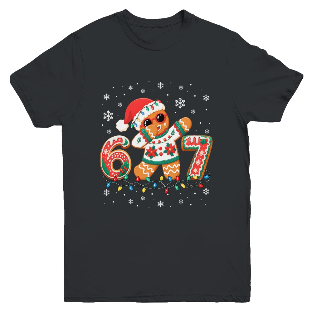 Funny Gingerbread Six Seven 67 Dabbing Christmas Boys Kids Youth Shirt | siriusteestore