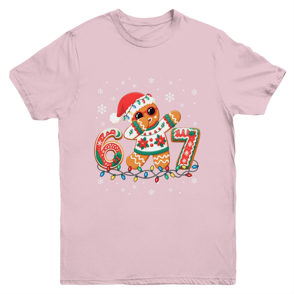Funny Gingerbread Six Seven 67 Dabbing Christmas Boys Kids Youth Shirt | siriusteestore