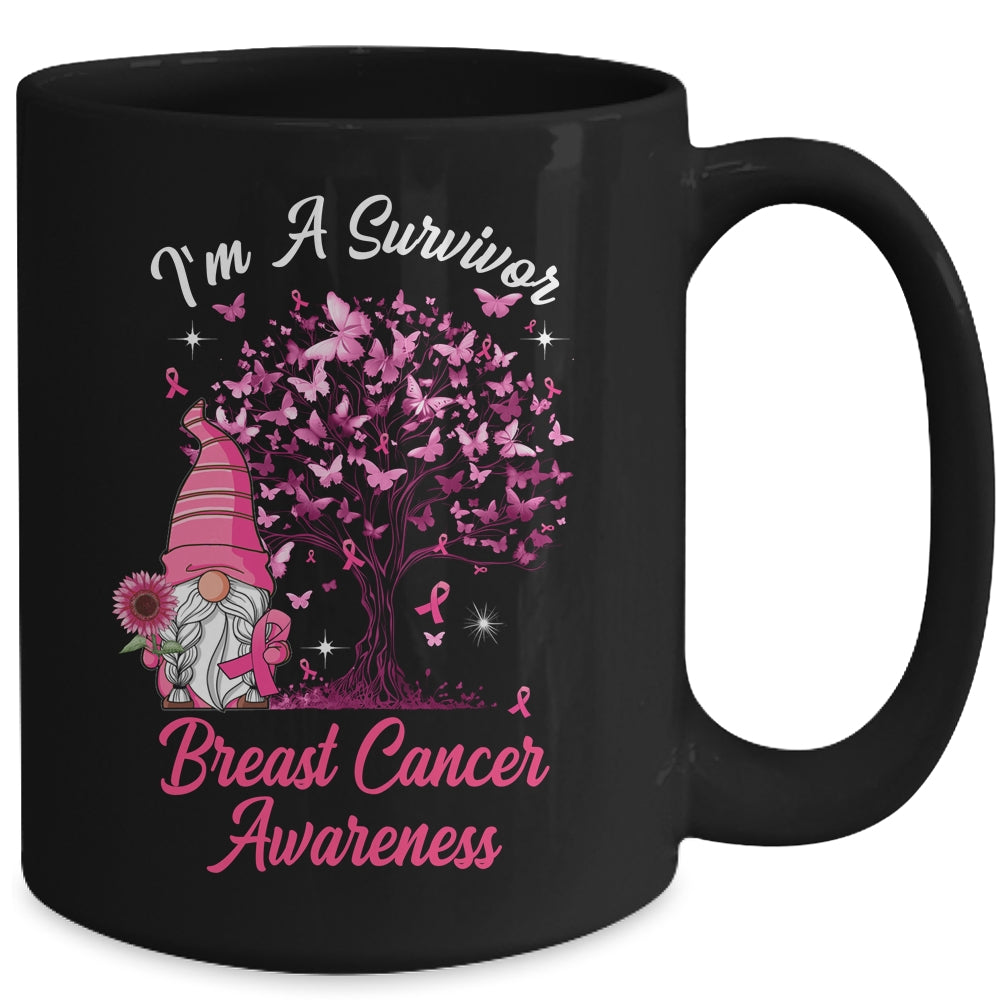 Funny Gnomes I'm A Survivor Breast Cancer Awareness Mug | siriusteestore