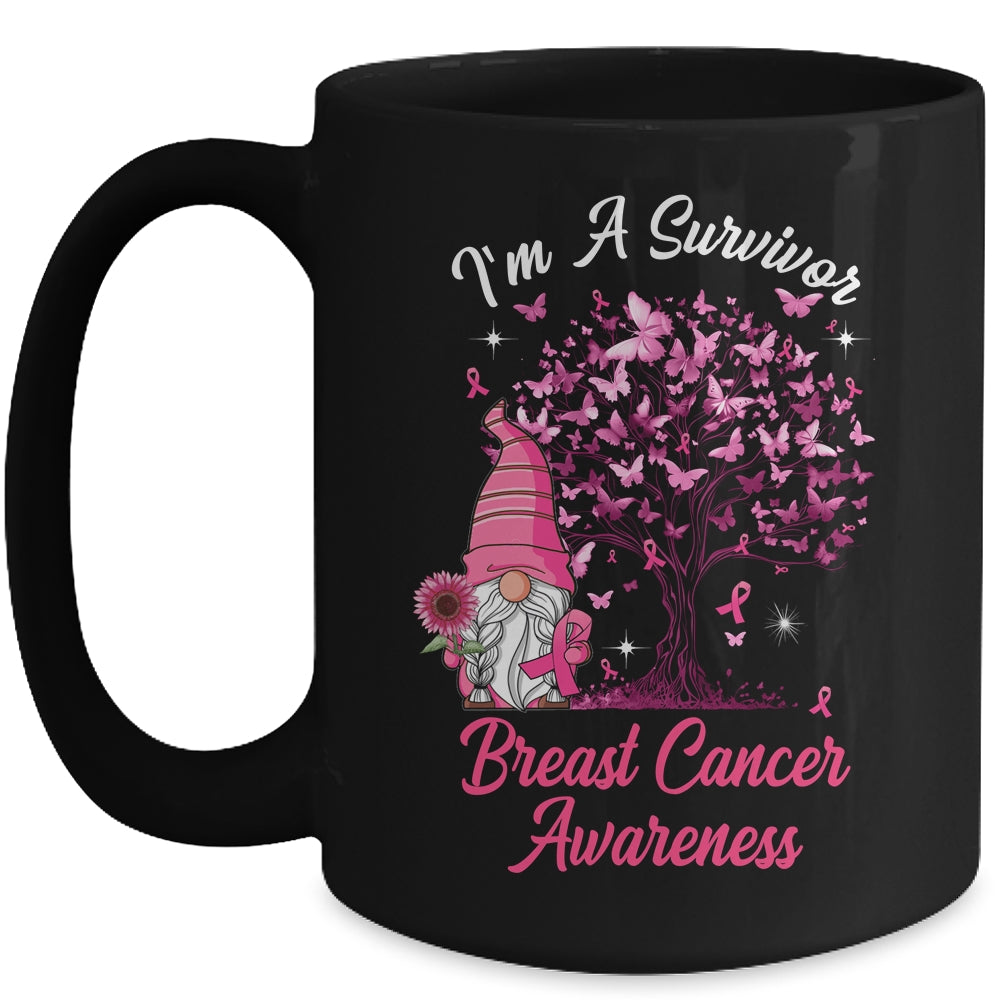 Funny Gnomes I'm A Survivor Breast Cancer Awareness Mug | siriusteestore