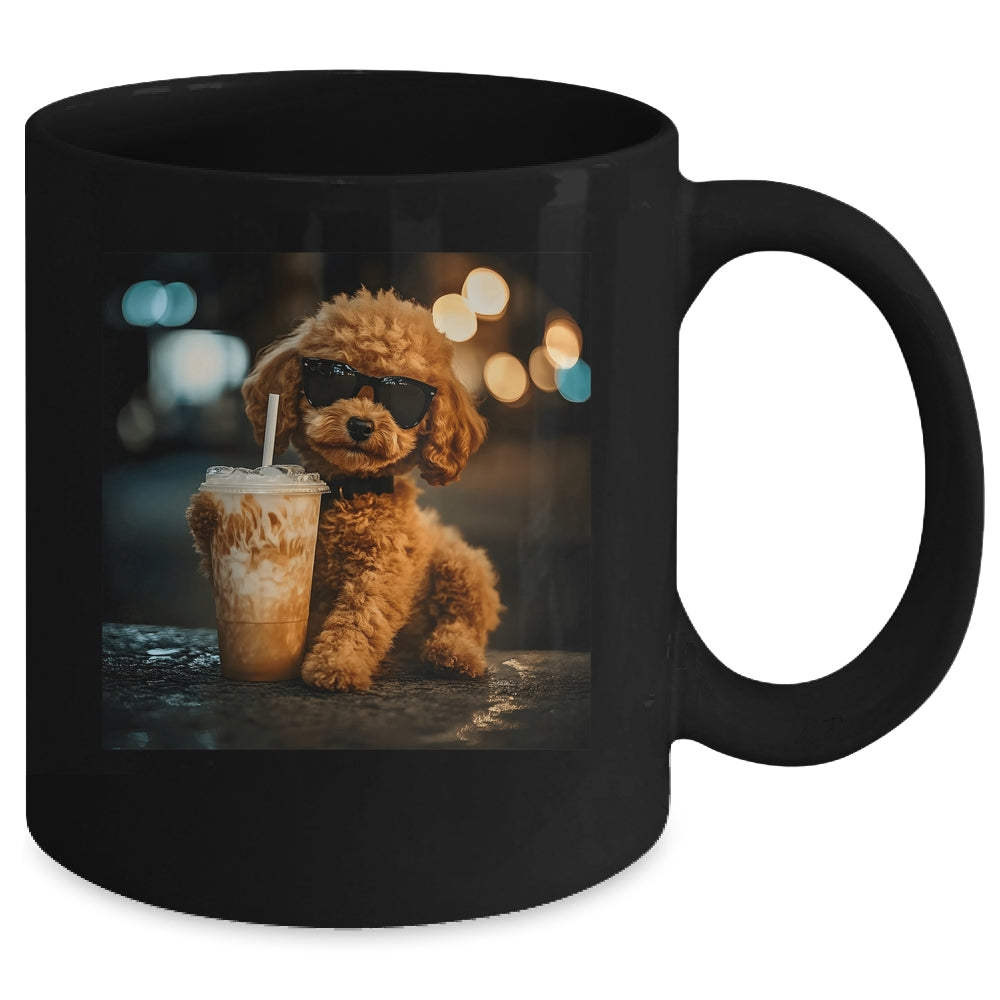 Funny Goldendoodle Drinking Iced Coffee Dog Meme Lover Humor Mug | siriusteestore