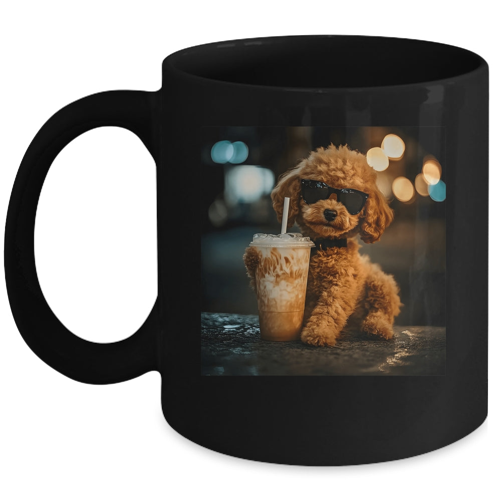 Funny Goldendoodle Drinking Iced Coffee Dog Meme Lover Humor Mug | siriusteestore