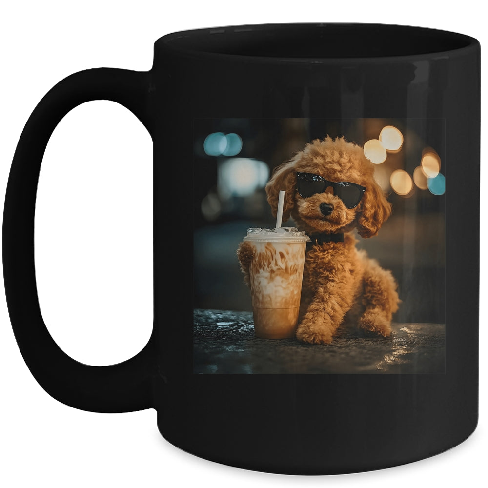 Funny Goldendoodle Drinking Iced Coffee Dog Meme Lover Humor Mug | siriusteestore