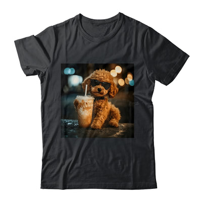 Funny Goldendoodle Drinking Iced Coffee Dog Meme Lover Humor Shirt & Tank Top | siriusteestore
