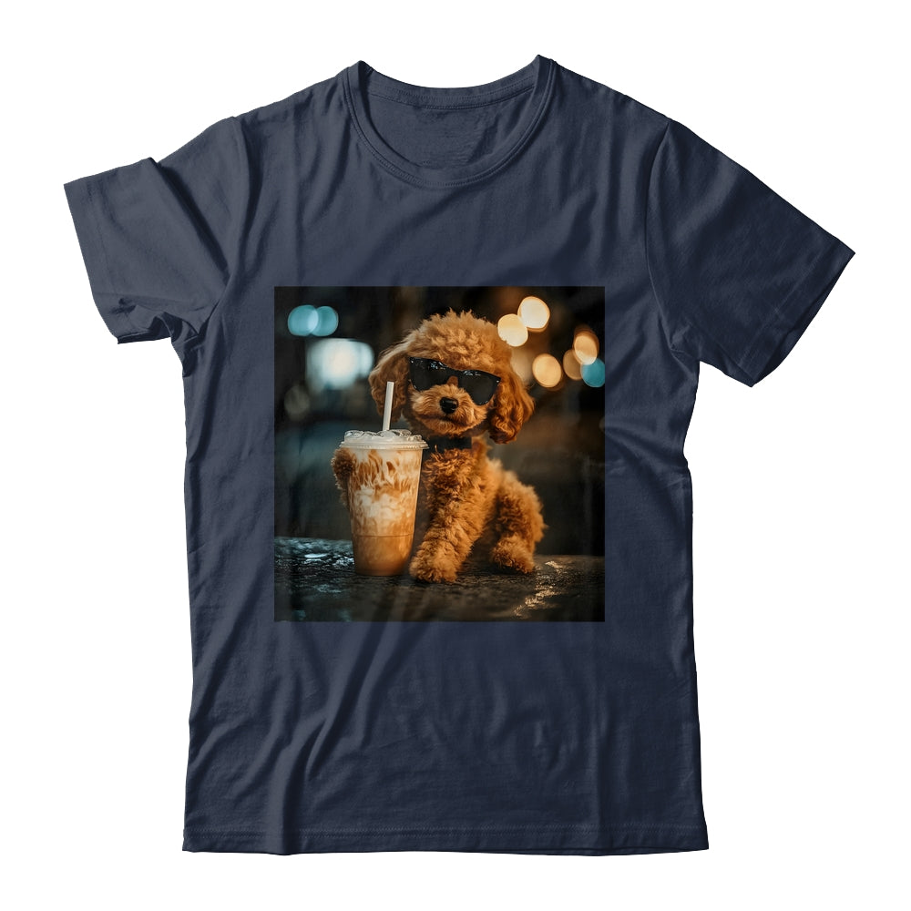 Funny Goldendoodle Drinking Iced Coffee Dog Meme Lover Humor Shirt & Tank Top | siriusteestore