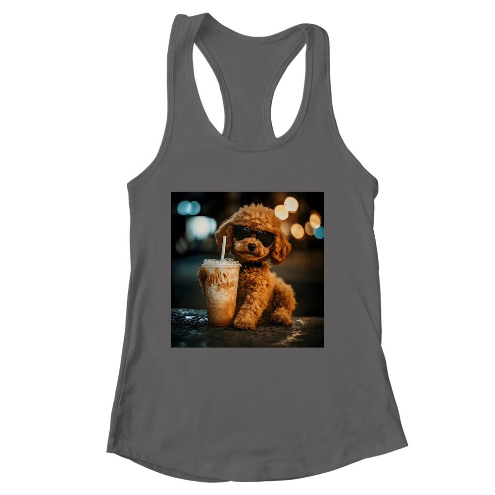 Funny Goldendoodle Drinking Iced Coffee Dog Meme Lover Humor Shirt & Tank Top | siriusteestore