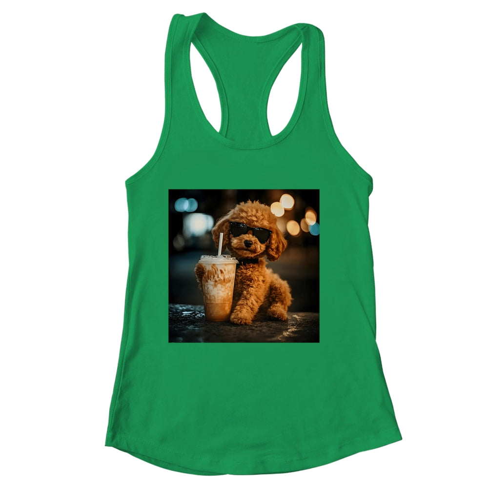 Funny Goldendoodle Drinking Iced Coffee Dog Meme Lover Humor Shirt & Tank Top | siriusteestore
