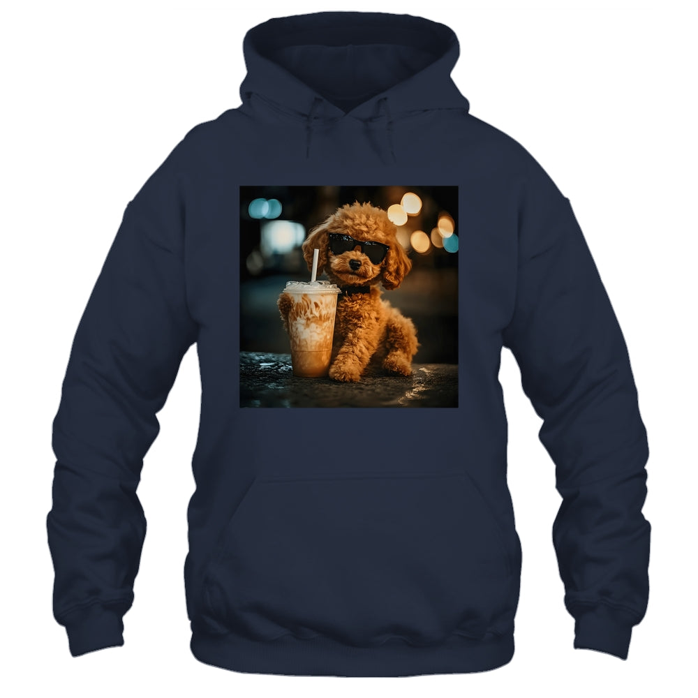Funny Goldendoodle Drinking Iced Coffee Dog Meme Lover Humor Shirt & Tank Top | siriusteestore