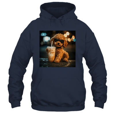 Funny Goldendoodle Drinking Iced Coffee Dog Meme Lover Humor Shirt & Tank Top | siriusteestore