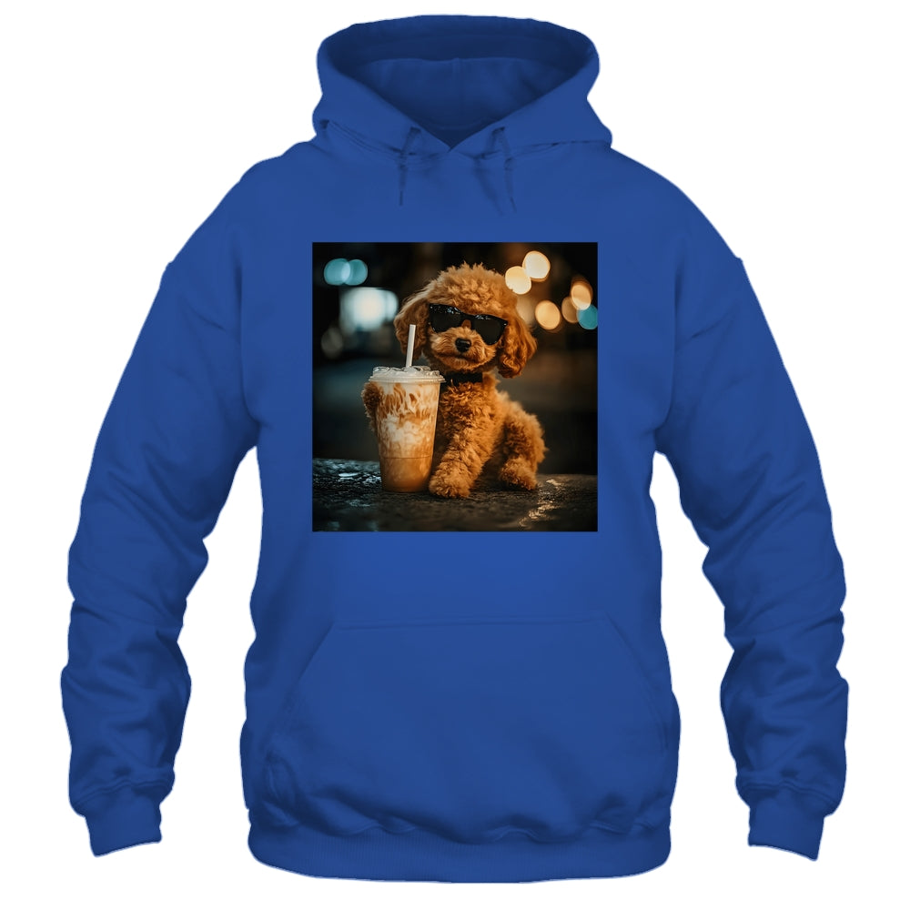 Funny Goldendoodle Drinking Iced Coffee Dog Meme Lover Humor Shirt & Tank Top | siriusteestore