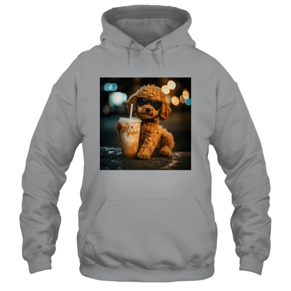 Funny Goldendoodle Drinking Iced Coffee Dog Meme Lover Humor Shirt & Tank Top | siriusteestore