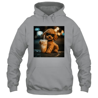 Funny Goldendoodle Drinking Iced Coffee Dog Meme Lover Humor Shirt & Tank Top | siriusteestore