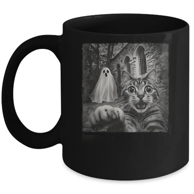 Funny Halloween Cat Selfie With Spooky Ghost Cat Lovers Mug | siriusteestore