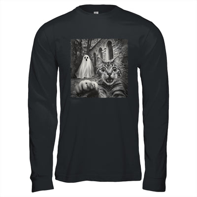 Funny Halloween Cat Selfie With Spooky Ghost Cat Lovers Shirt & Hoodie | siriusteestore