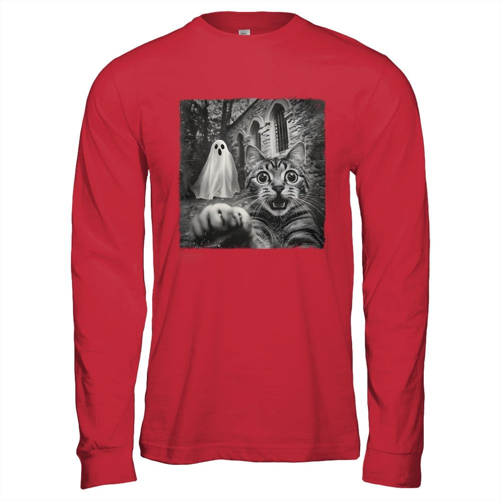 Funny Halloween Cat Selfie With Spooky Ghost Cat Lovers Shirt & Hoodie | siriusteestore