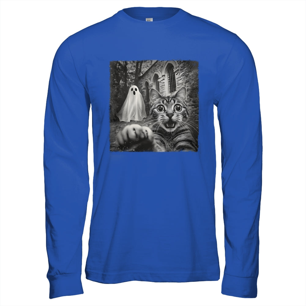 Funny Halloween Cat Selfie With Spooky Ghost Cat Lovers Shirt & Hoodie | siriusteestore