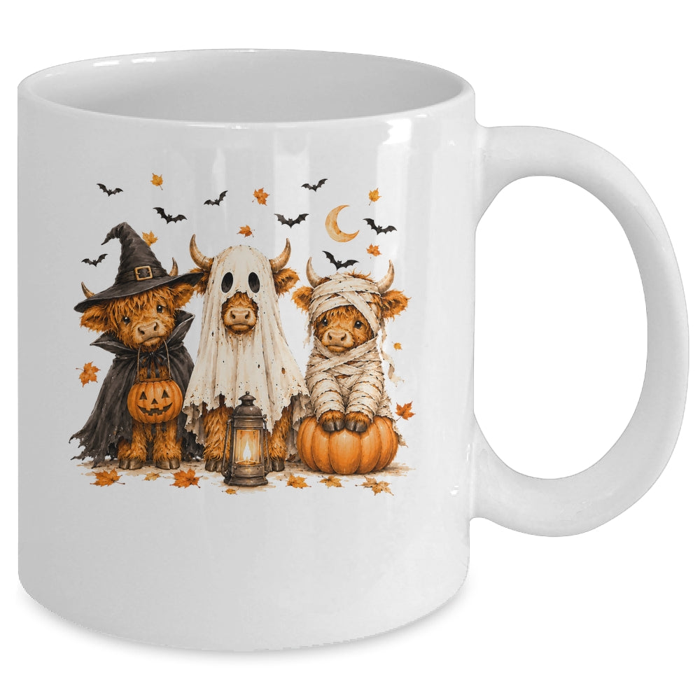 Funny Halloween Highland Cow Cute Pumpkin Spooky Season Mug | siriusteestore