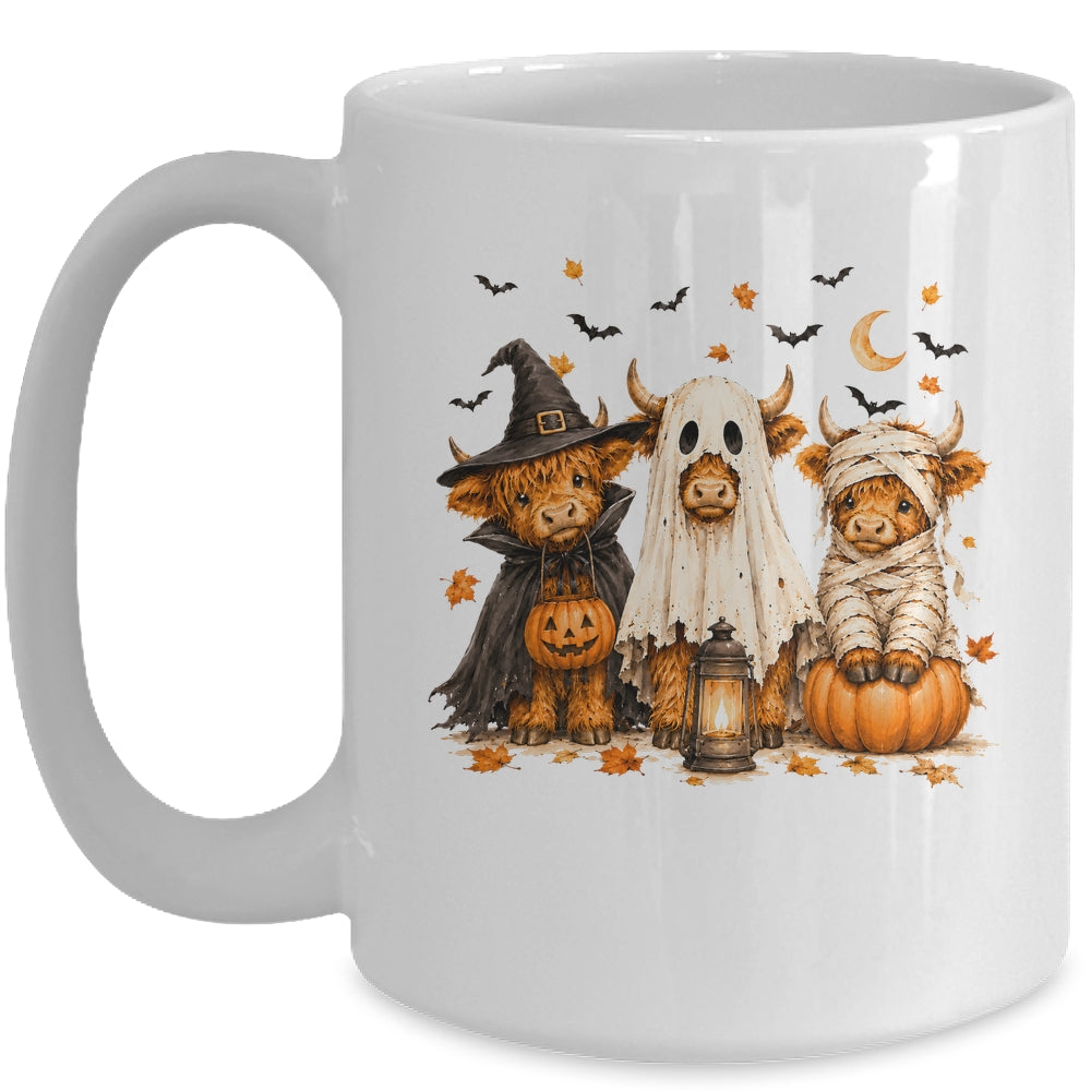 Funny Halloween Highland Cow Cute Pumpkin Spooky Season Mug | siriusteestore