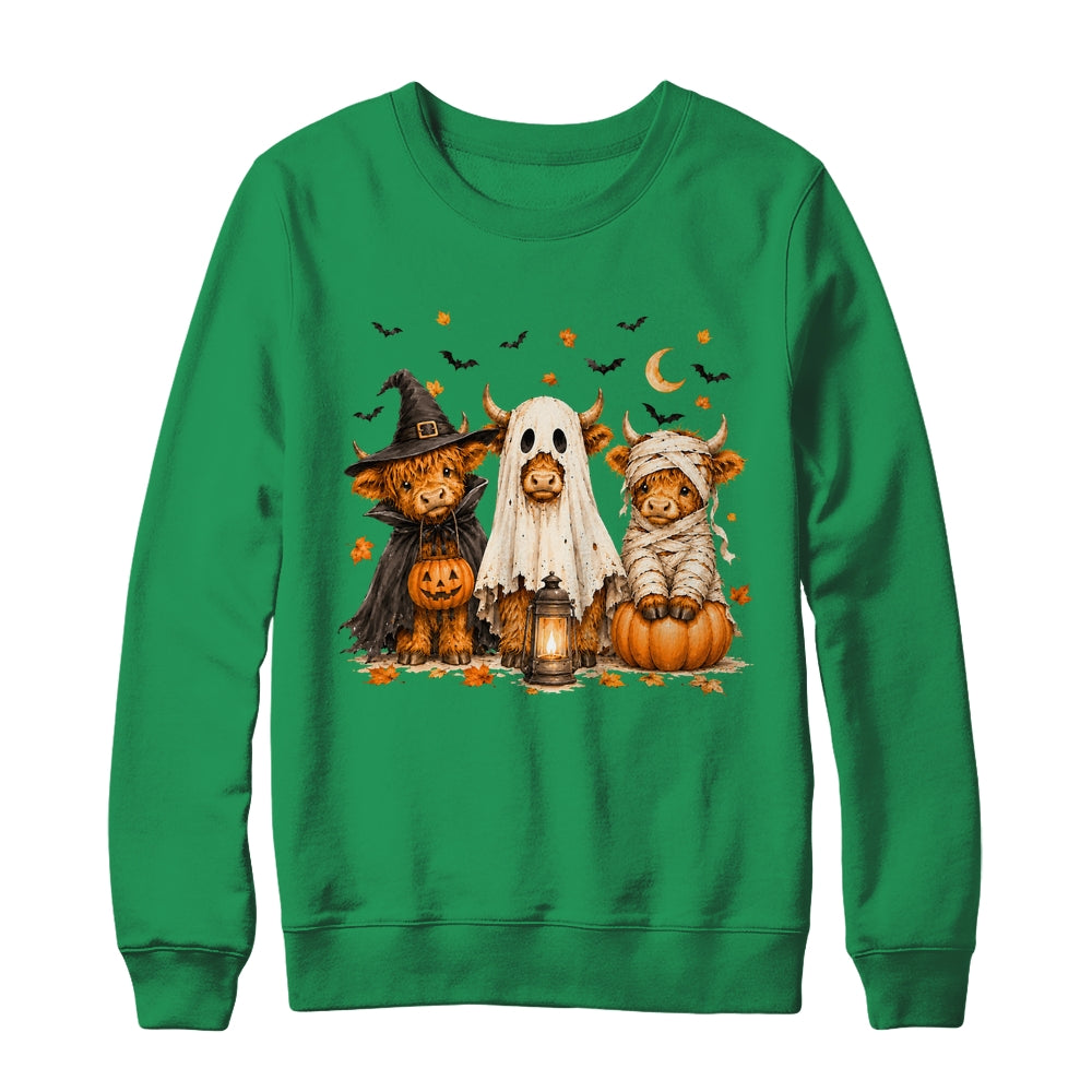 Funny Halloween Highland Cow Cute Pumpkin Spooky Season Shirt & Sweatshirt | siriusteestore