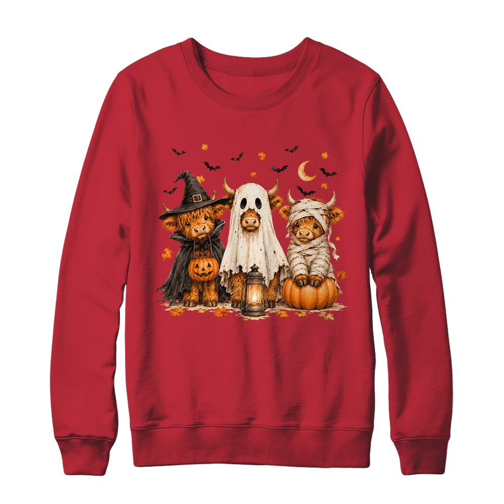 Funny Halloween Highland Cow Cute Pumpkin Spooky Season Shirt & Sweatshirt | siriusteestore