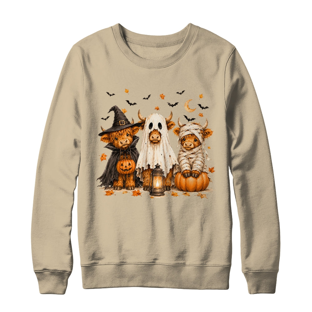 Funny Halloween Highland Cow Cute Pumpkin Spooky Season Shirt & Sweatshirt | siriusteestore