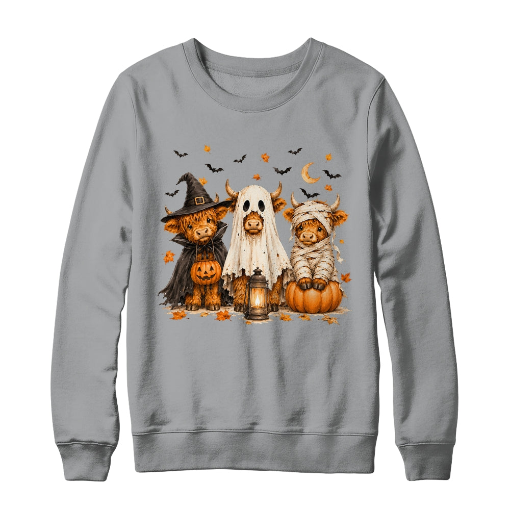 Funny Halloween Highland Cow Cute Pumpkin Spooky Season Shirt & Sweatshirt | siriusteestore