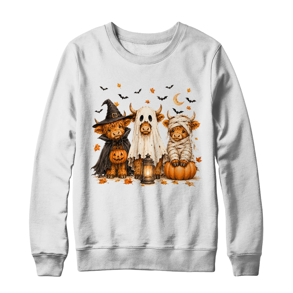 Funny Halloween Highland Cow Cute Pumpkin Spooky Season Shirt & Sweatshirt | siriusteestore