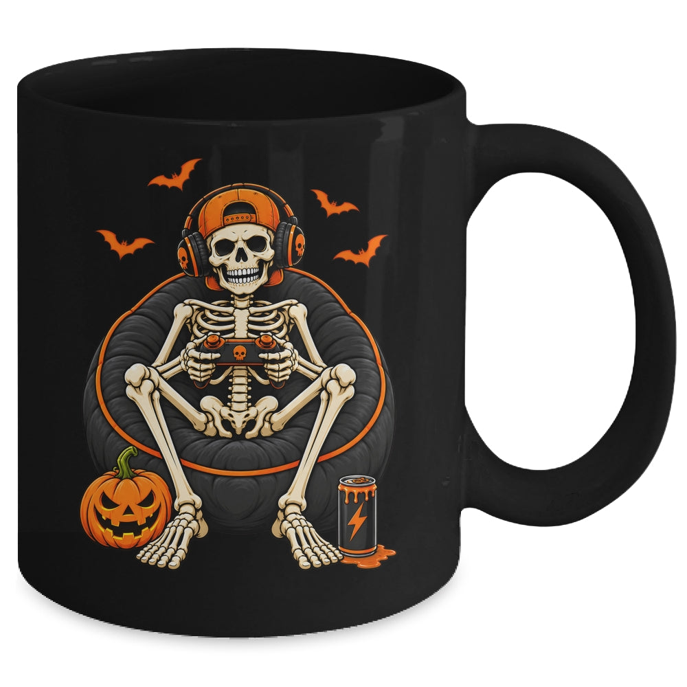 Funny Halloween Skeleton Gamer Video Gaming Mens Boys Kids Mug | siriusteestore