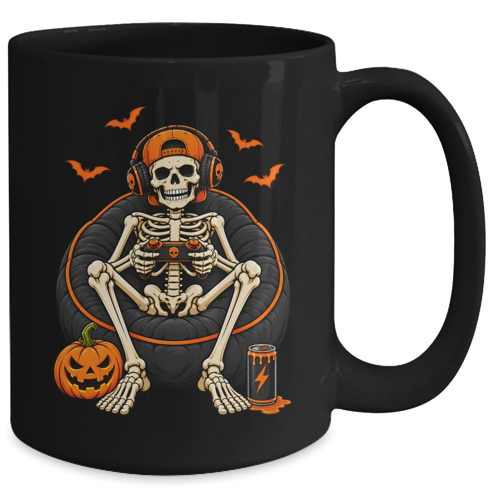 Funny Halloween Skeleton Gamer Video Gaming Mens Boys Kids Mug | siriusteestore