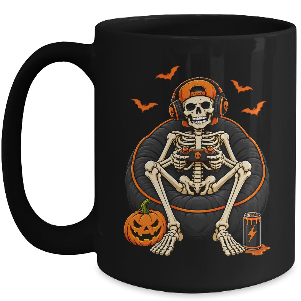 Funny Halloween Skeleton Gamer Video Gaming Mens Boys Kids Mug | siriusteestore