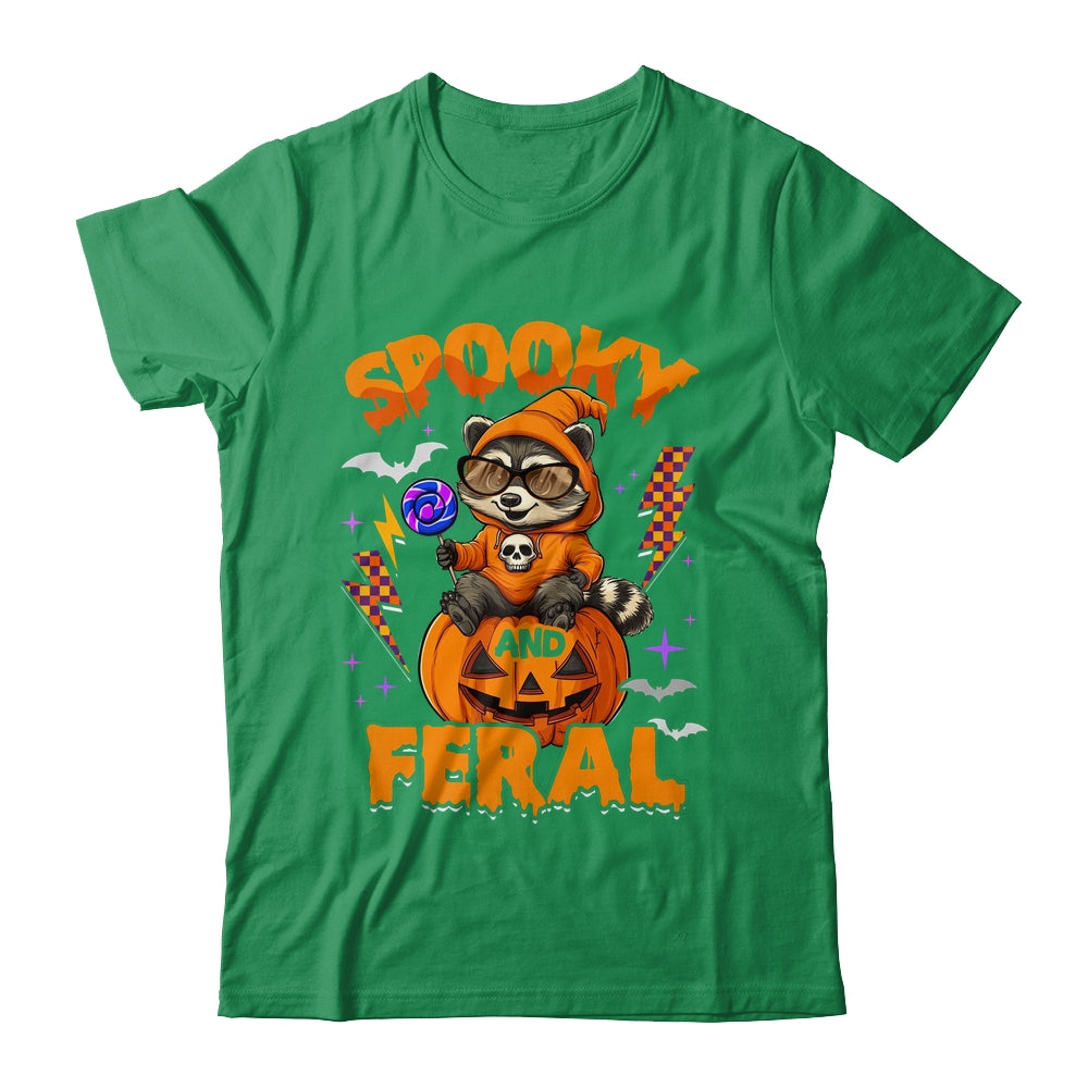 Funny Halloween Spooky And Feral Raccoon Pumpkin Boys Kids Shirt & Hoodie | siriusteestore