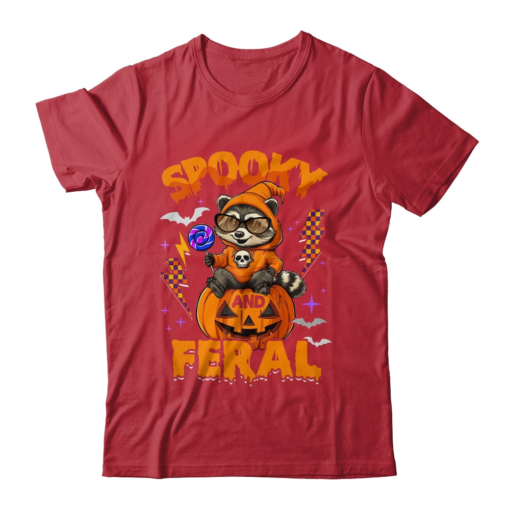 Funny Halloween Spooky And Feral Raccoon Pumpkin Boys Kids Shirt & Hoodie | siriusteestore