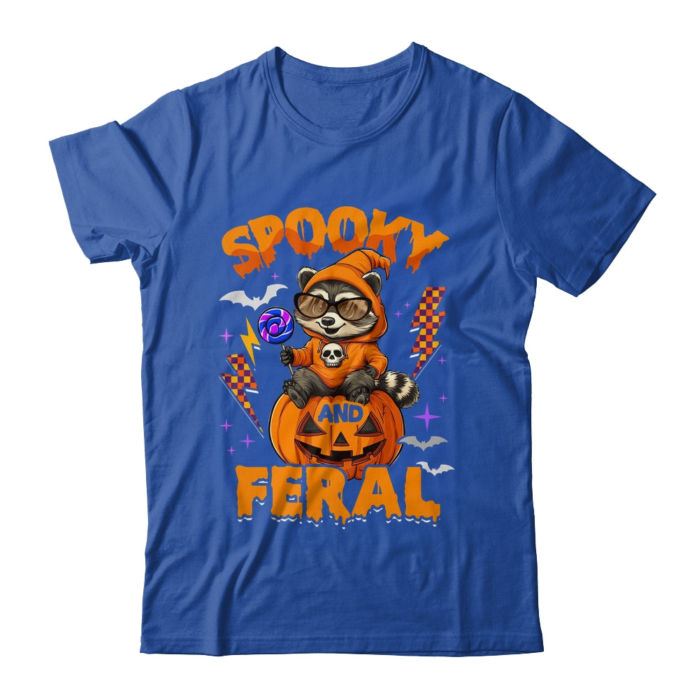 Funny Halloween Spooky And Feral Raccoon Pumpkin Boys Kids Shirt & Hoodie | siriusteestore