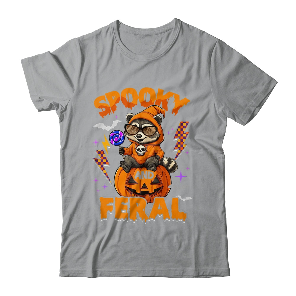 Funny Halloween Spooky And Feral Raccoon Pumpkin Boys Kids Shirt & Hoodie | siriusteestore