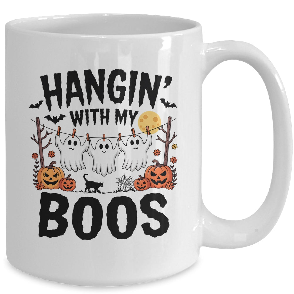 Funny Hangin' With My Boos Ghosts Halloween Pumpkin Bat Mug | siriusteestore