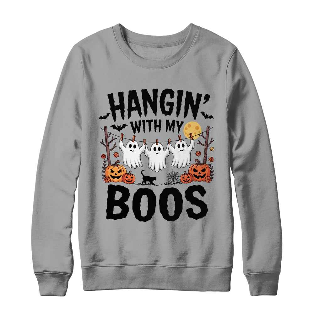 Funny Hangin' With My Boos Ghosts Halloween Pumpkin Bat Shirt & Sweatshirt | siriusteestore