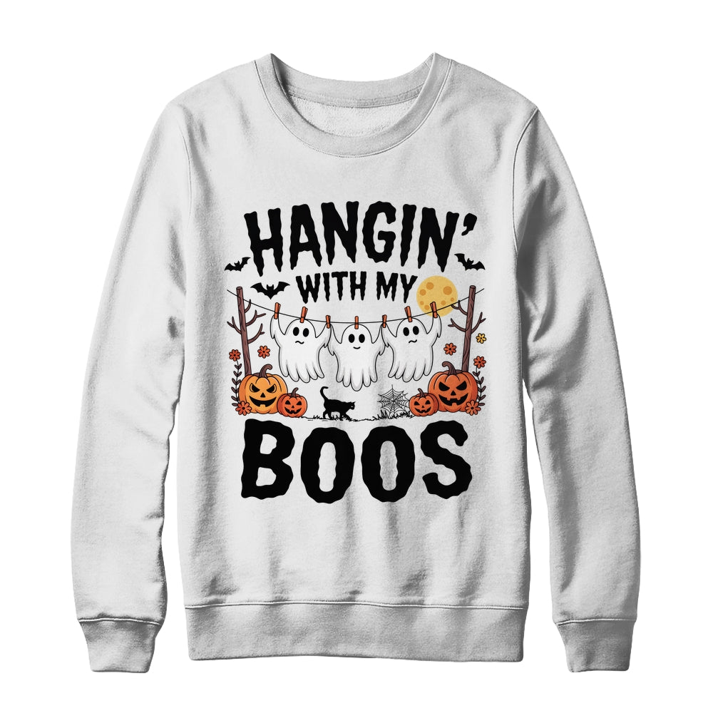 Funny Hangin' With My Boos Ghosts Halloween Pumpkin Bat Shirt & Sweatshirt | siriusteestore