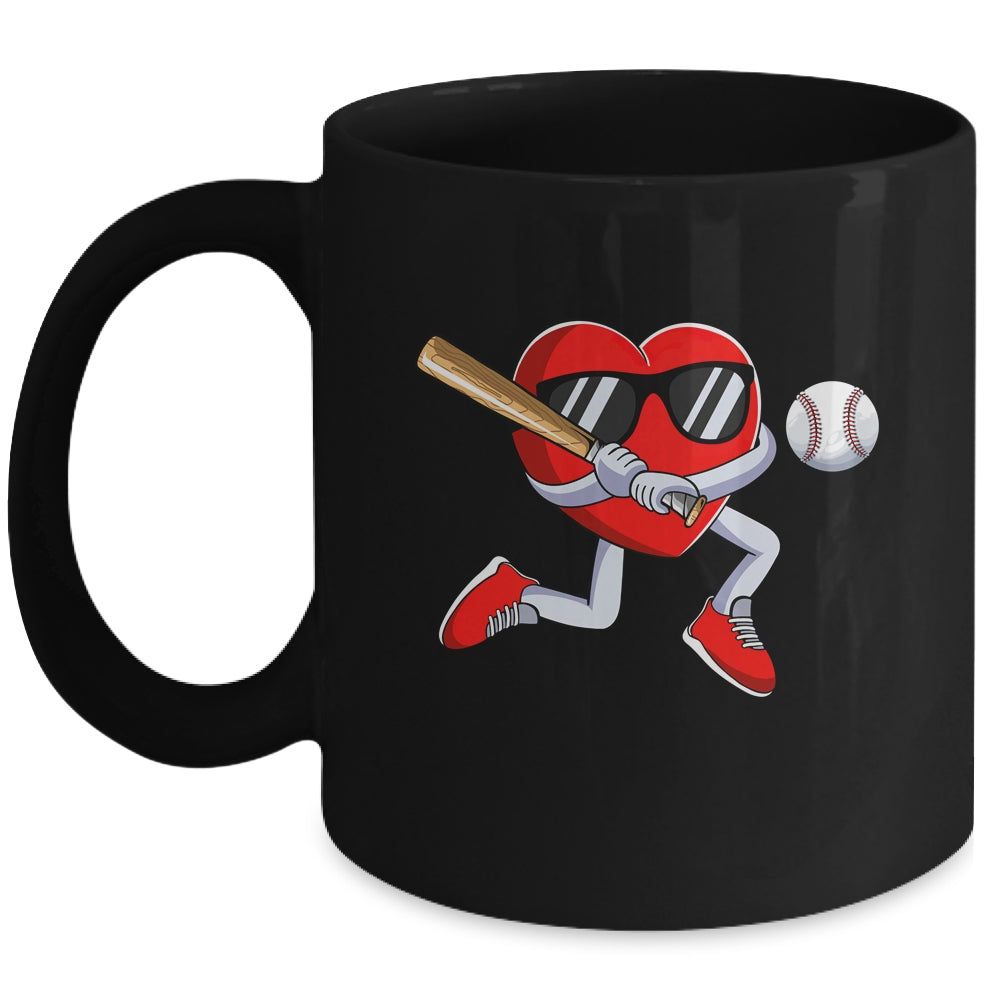 Funny Heart Playing Baseball Valentines Day Mens Boys Kids Mug | siriusteestore