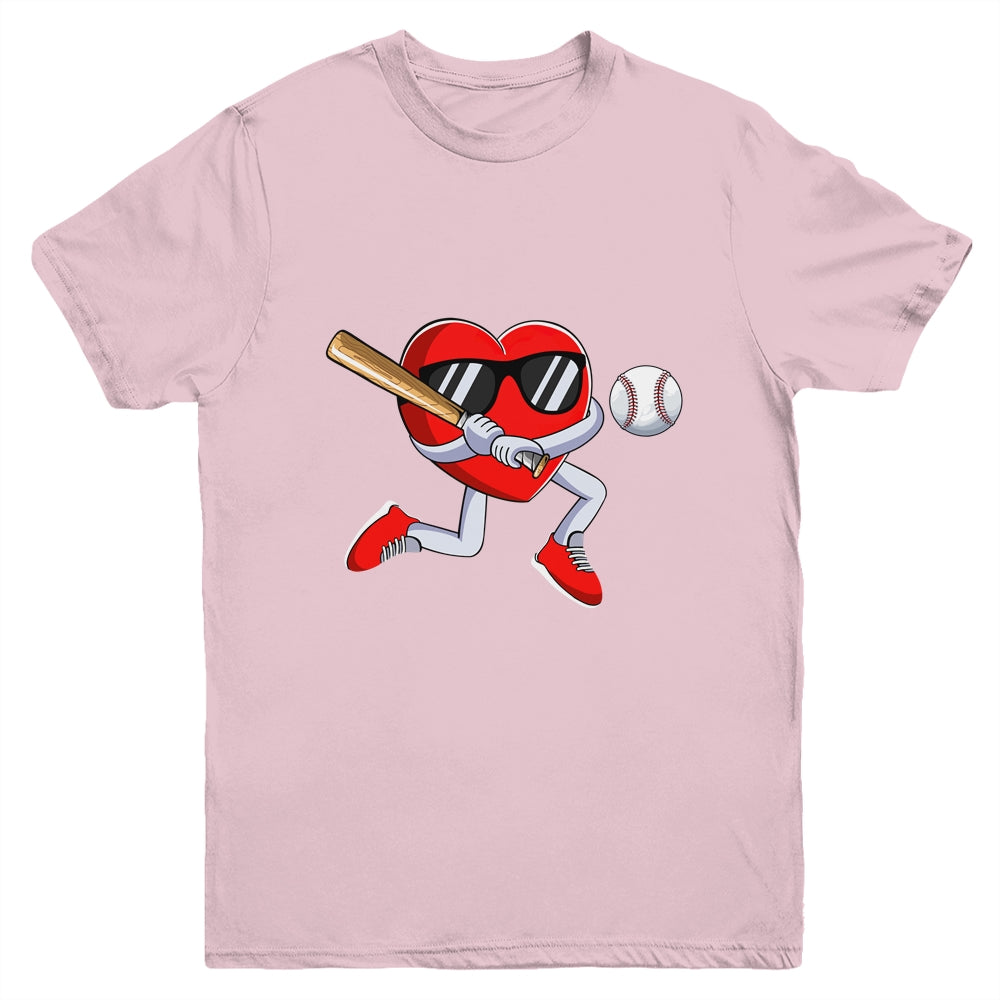 Funny Heart Playing Baseball Valentines Day Mens Boys Kids Youth Shirt | siriusteestore