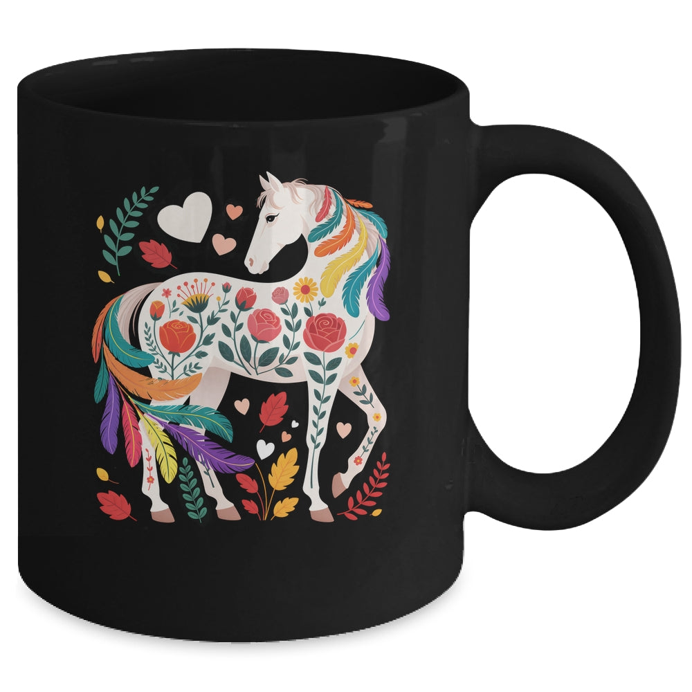 Funny Horses Lover Floral Horse Western Cowgirl Girls Women Mug | siriusteestore