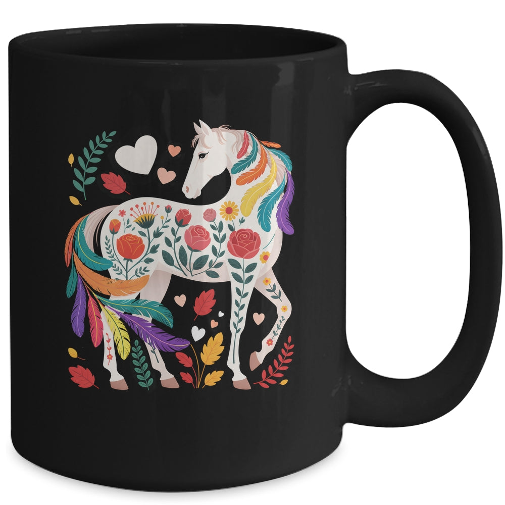 Funny Horses Lover Floral Horse Western Cowgirl Girls Women Mug | siriusteestore