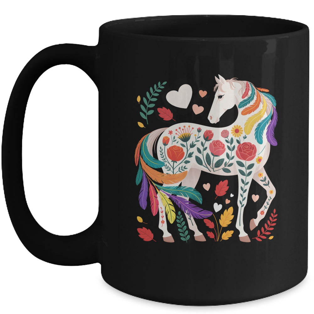 Funny Horses Lover Floral Horse Western Cowgirl Girls Women Mug | siriusteestore