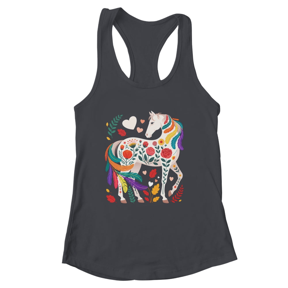 Funny Horses Lover Floral Horse Western Cowgirl Girls Women Shirt & Tank Top | siriusteestore