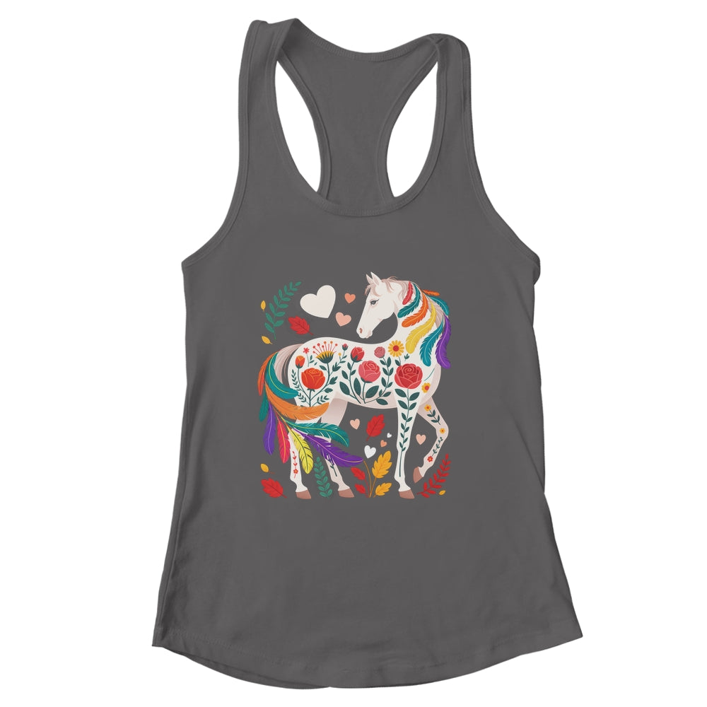 Funny Horses Lover Floral Horse Western Cowgirl Girls Women Shirt & Tank Top | siriusteestore